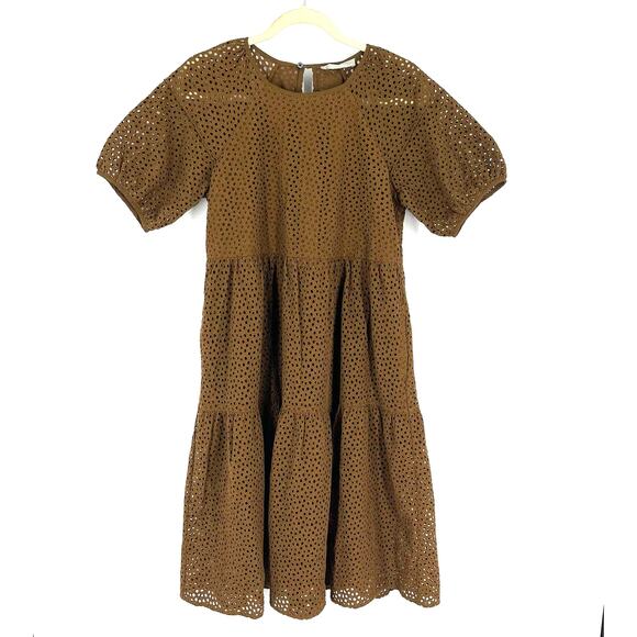 Everlane The Tiered Eyelet Dress Walnut Brown Women's Size XS NWOT - Picture 2 of 7